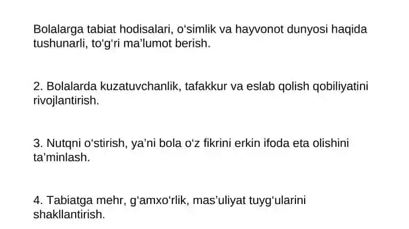 Maktabgacha yoshdagi bolalarni tabiat bilan tanishtirishda og’zaki metoddanfoydalanish 4