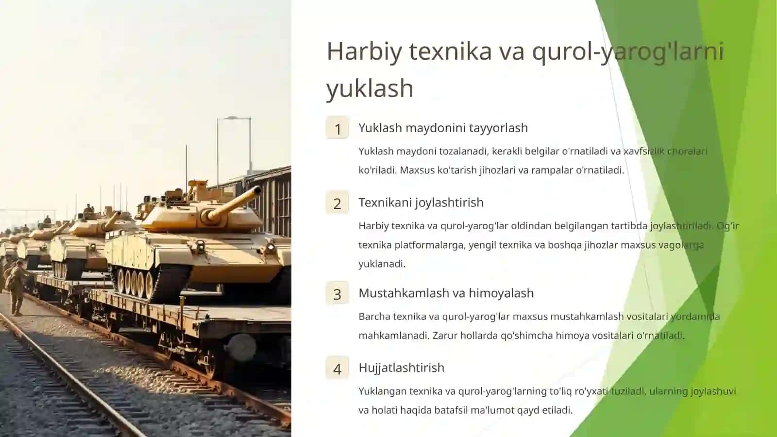 Harbiy eshelonlarni tashishda poyezdlar tarkibini tayyorlash va ularni tuzish 4