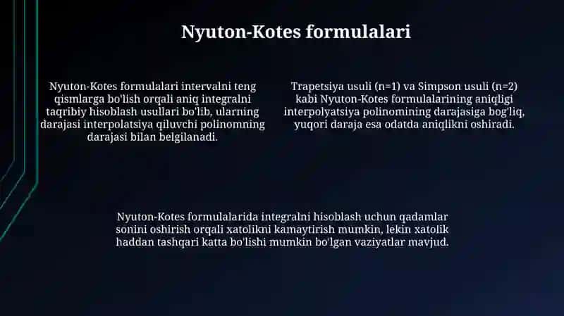 Aniq integralni taqribiy hisoblash formulalari 4