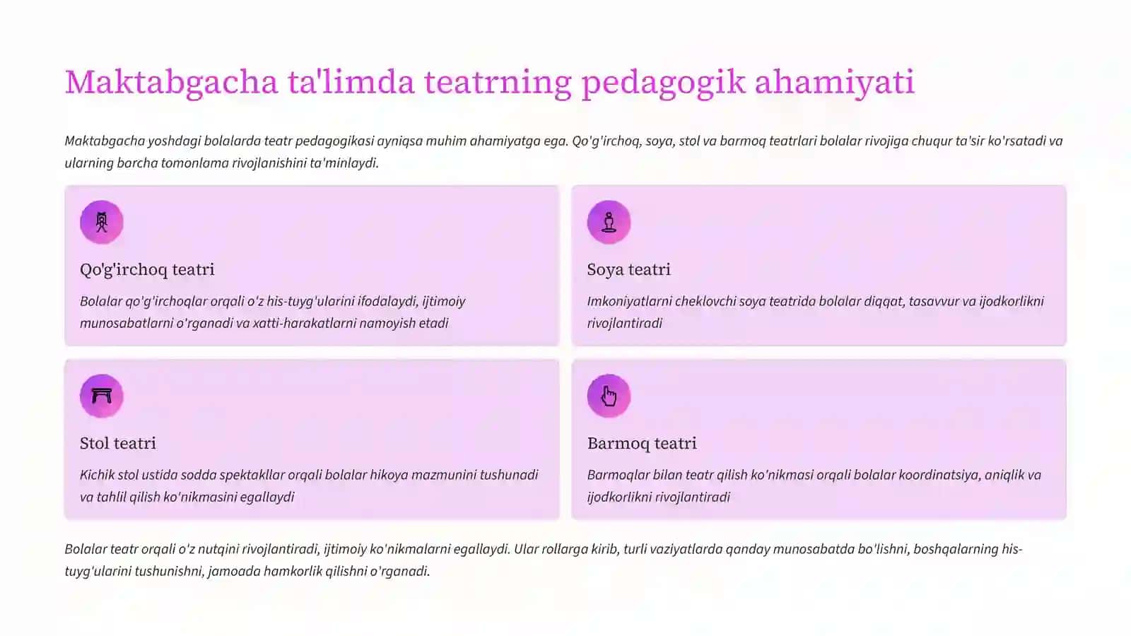 Teatr pedagogikasi nima va uning tarbiya fanidagi roli 4