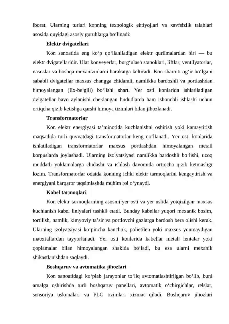 Kon elektr jihozlariga texnik xizmat ko‘rsatish va xavfsizlik qoidalari 4