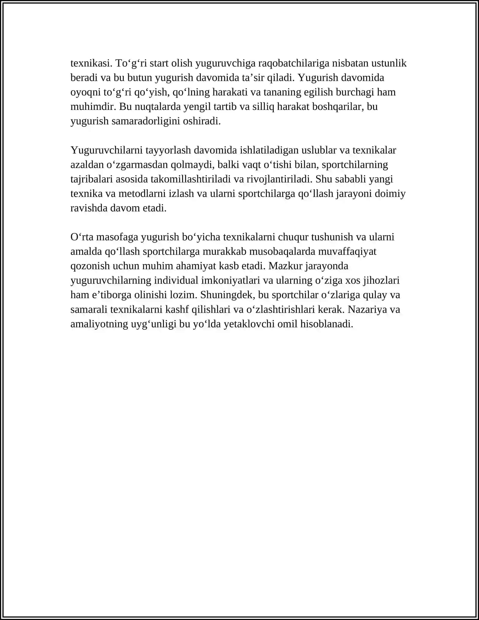 YENGIL ATLETIKA: O'RTA MASOFADA YUGURISHLAR 4