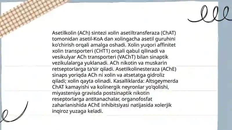 Neyromedintorlar biosintezi ahamiyati va kasalliklari 4