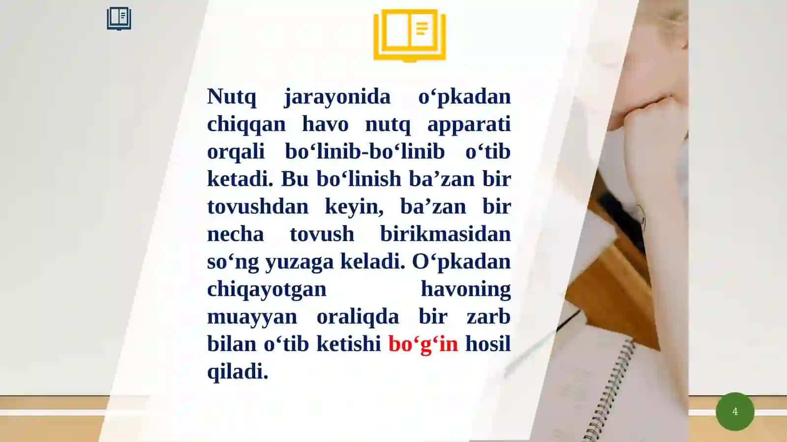 PPT Bo’g'in va uning xossalarini arab va o'zbek (rus) tillari orqali qiyosiy o’rganish 4
