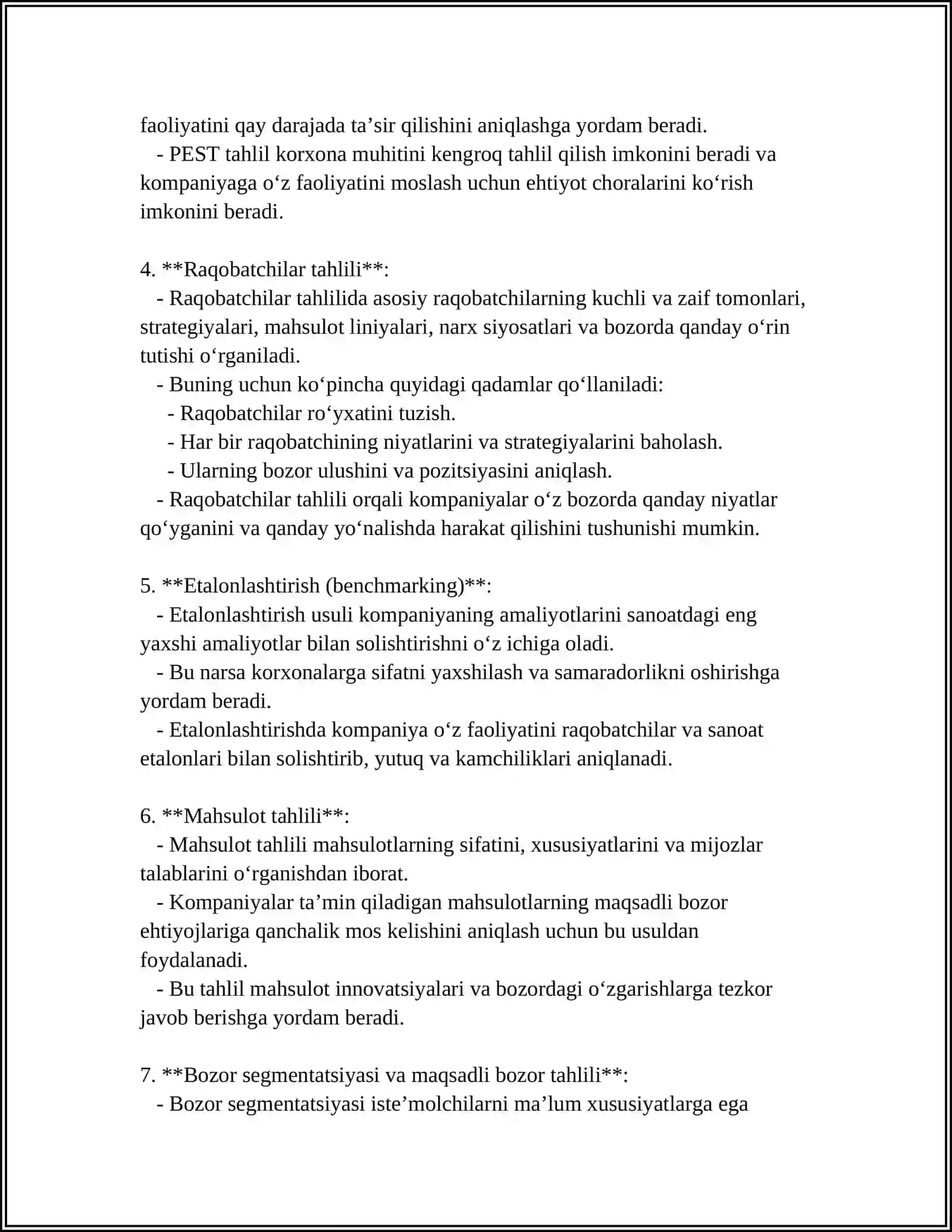 RAQOBATNI TAHLIL QILISH USULLARI VA ULARNING MARKETINGDAGI RO’LI 4