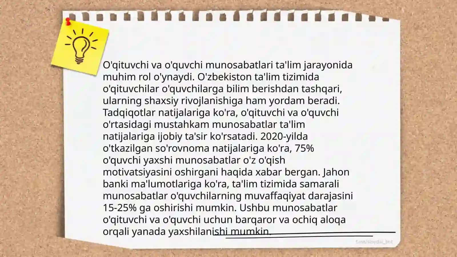 Pirlis tatqiqotida sôrovnomalarning qamrov doirasi sinifxona muhiti 4