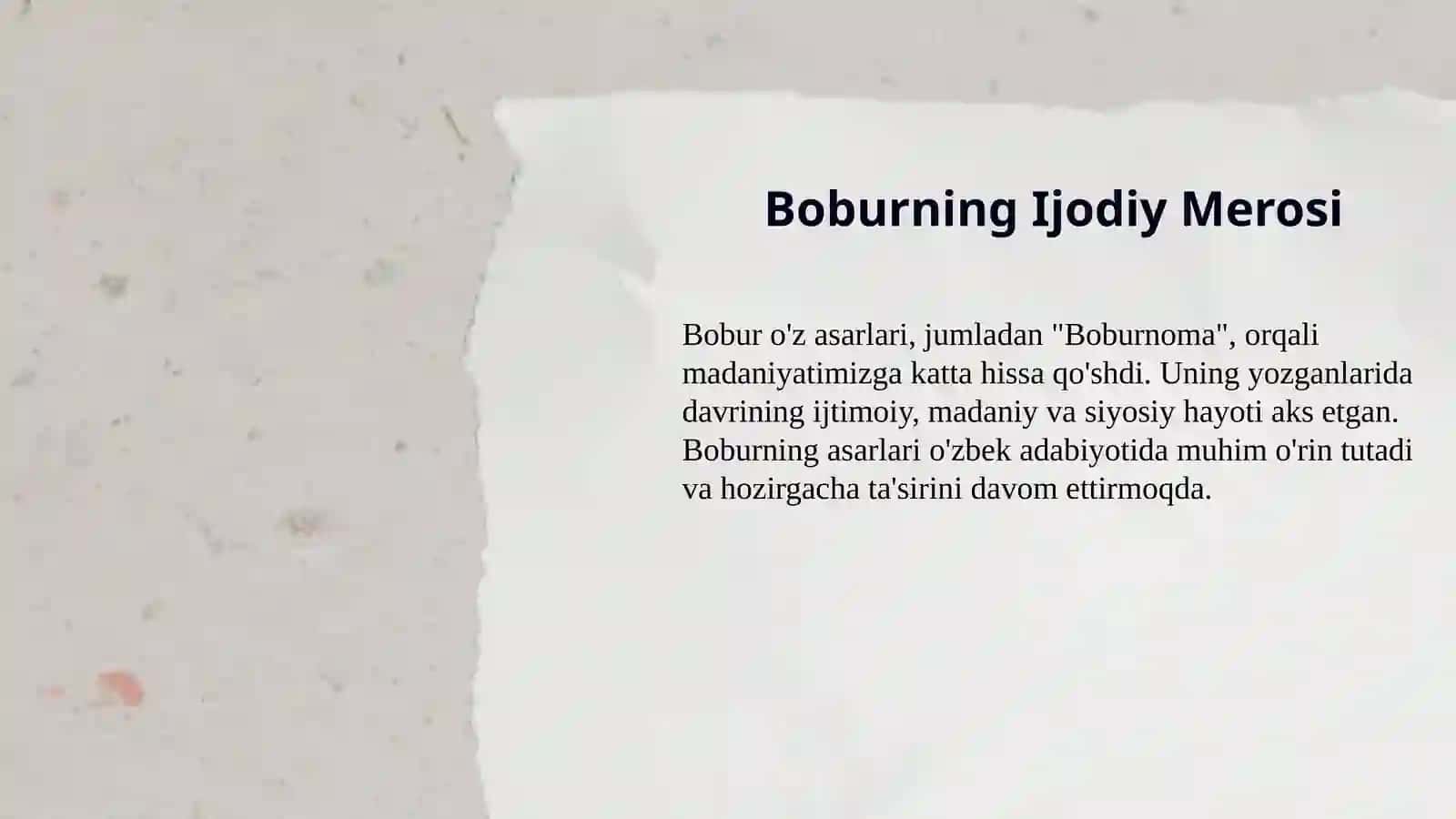 Zaxiriddin Muhammad Bobur va Boburiylarning jaxon madaniyatiga qoshgan xissasi 4