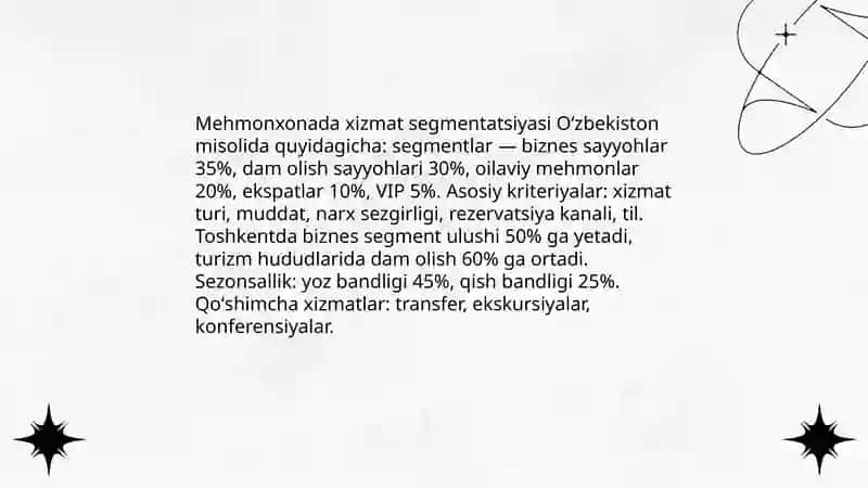 Mehmonhonada biznezning marketing tadqiqotlari özbekiston misolida 4