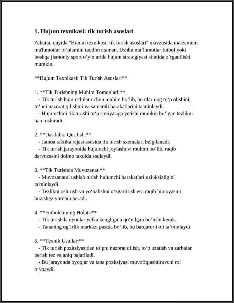 Hujum Texnikasi: Tik Turish Asoslari 4