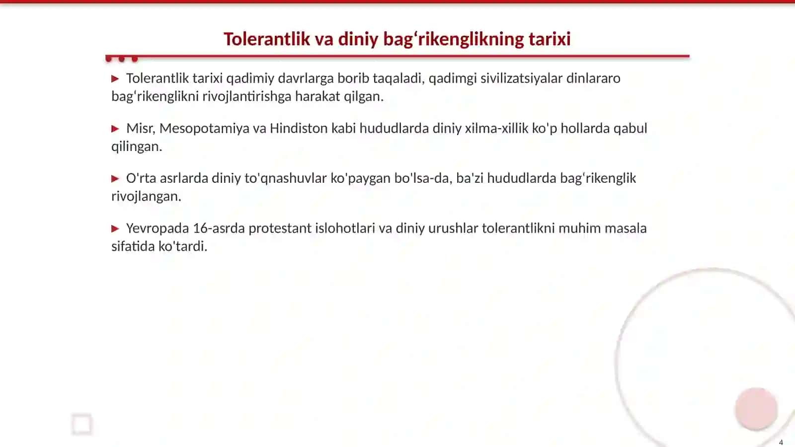 Tolerantlik va diniy bagʻrikenglik 4