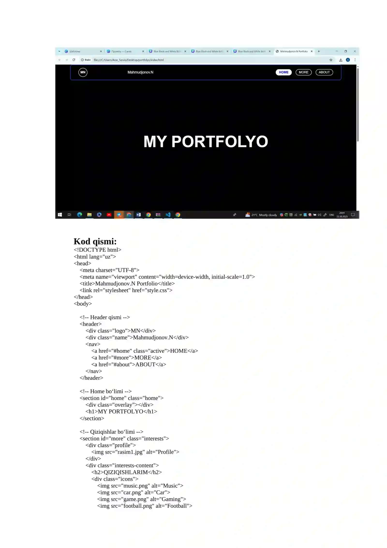 Portfolio web sayti 4