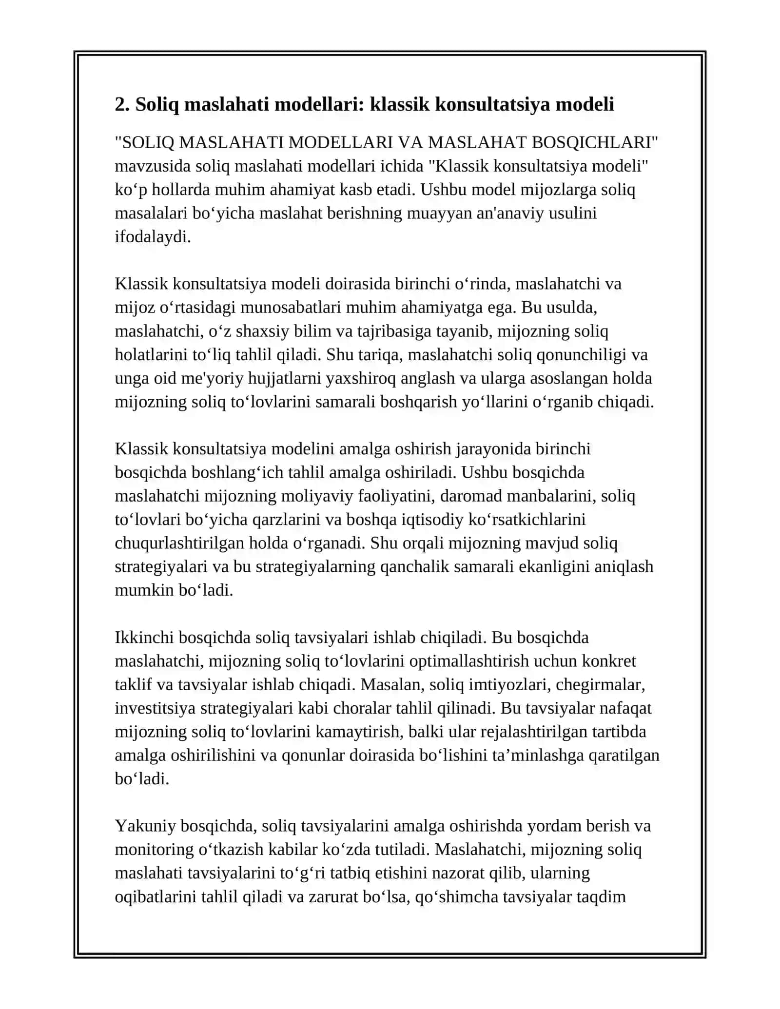 SOLIQ MASLAHATI MODELLARI VA MASLAHAT BOSQICHLARI 4