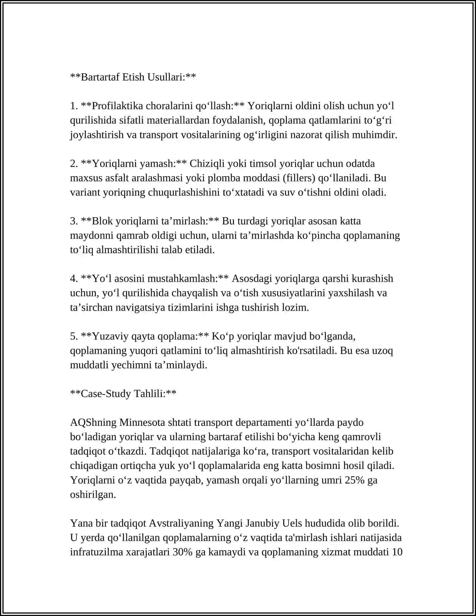Yo‘l Qoplamalarida Yoriqlar (Cracking) Turlari, Sabablari va Bartaraf Etish Usullari 4