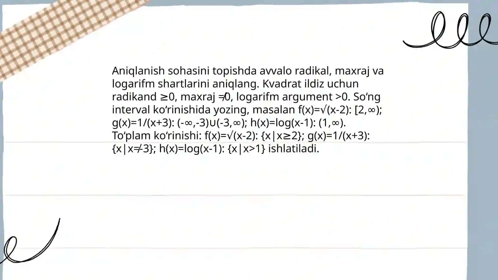 Funksiyaning aniqlanish sohasi 4