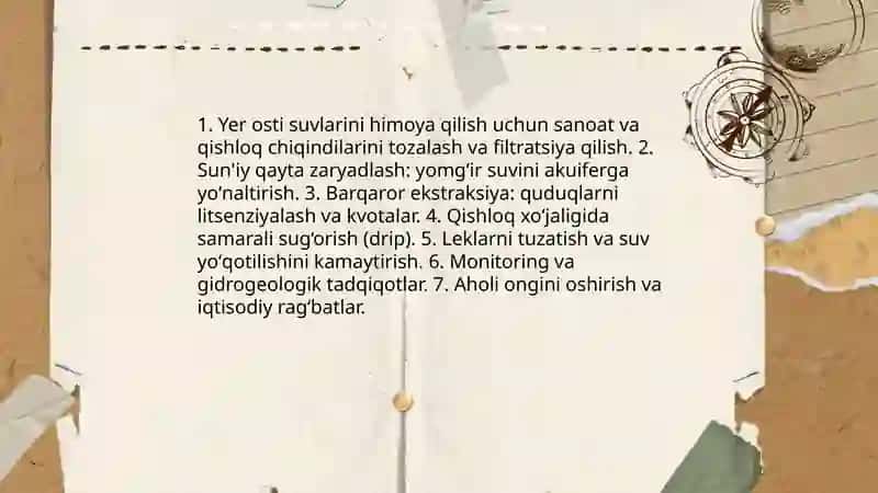 Suv zaxiralarini boshqarish va tejash usullari 4