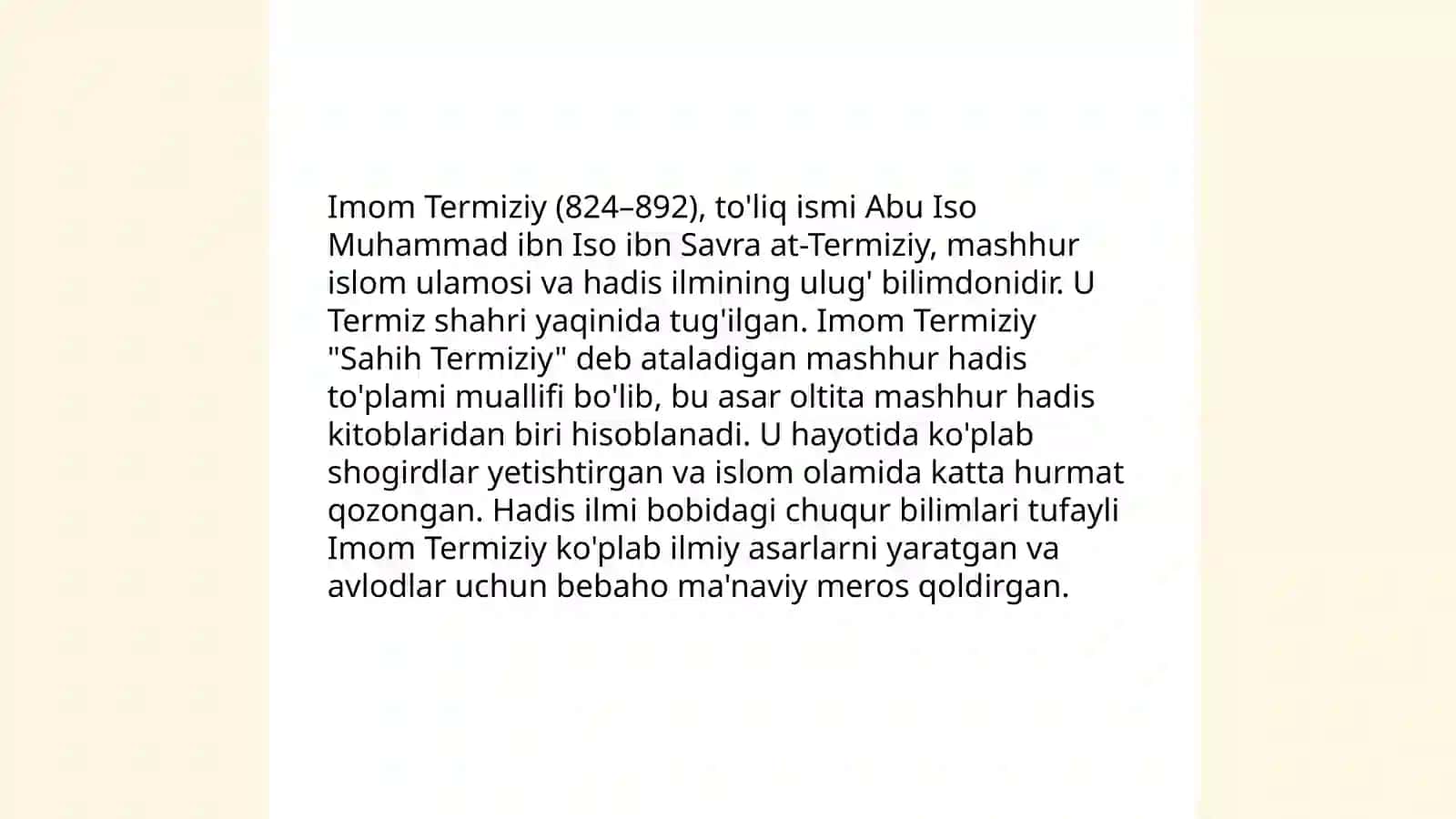 Imom Buxoriy va Imom Termiziyning hadis ilmiga qo'shgan hissalari 4