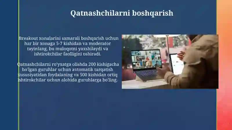 ZOOM platformasida konferensiya yaratish va unga foydalanuvchilarni ulash va boshqarish 4