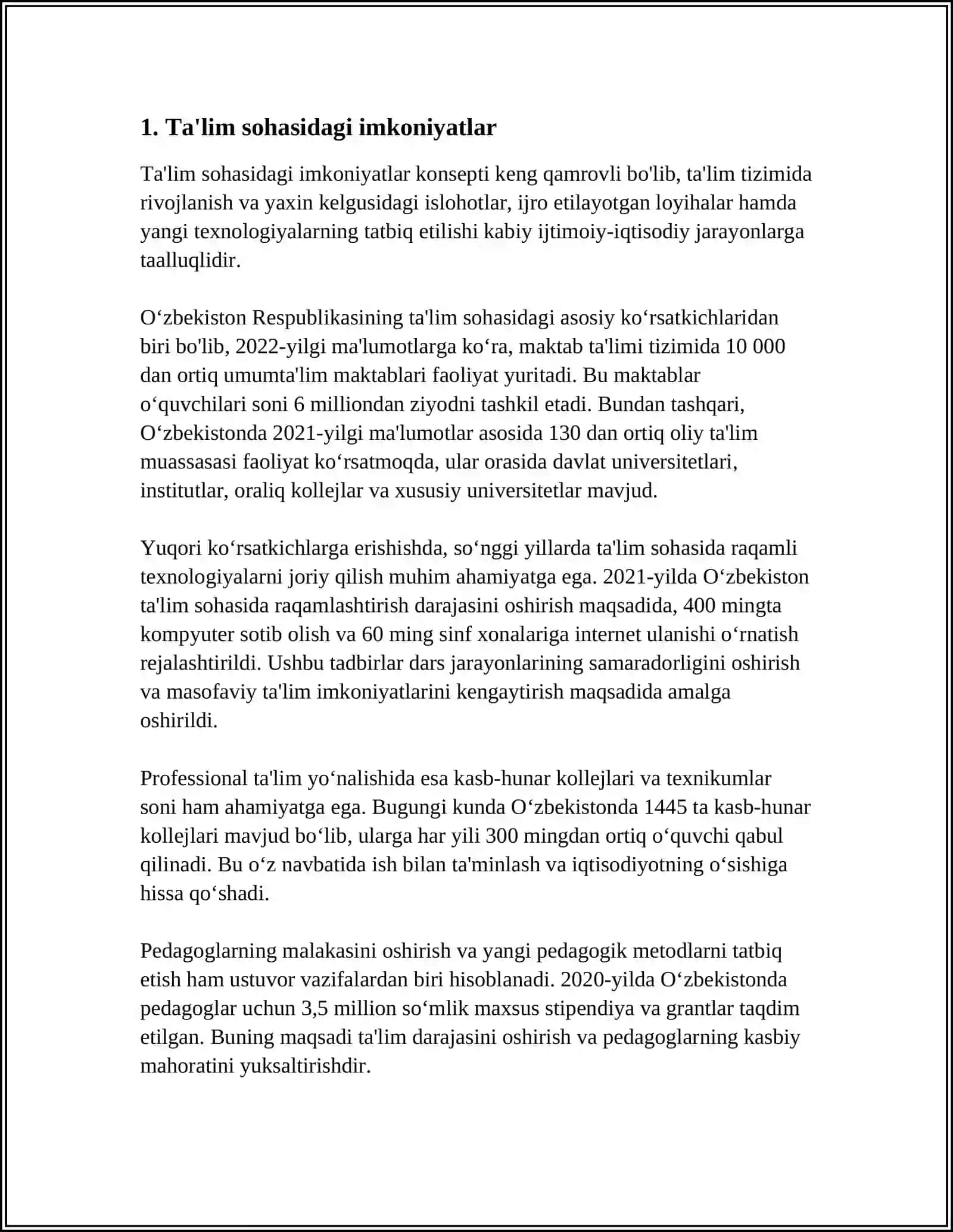 O‘ZBEKISTONDA XOTIN-QIZLARGA YARATILGAN IMKONYATLAR 4