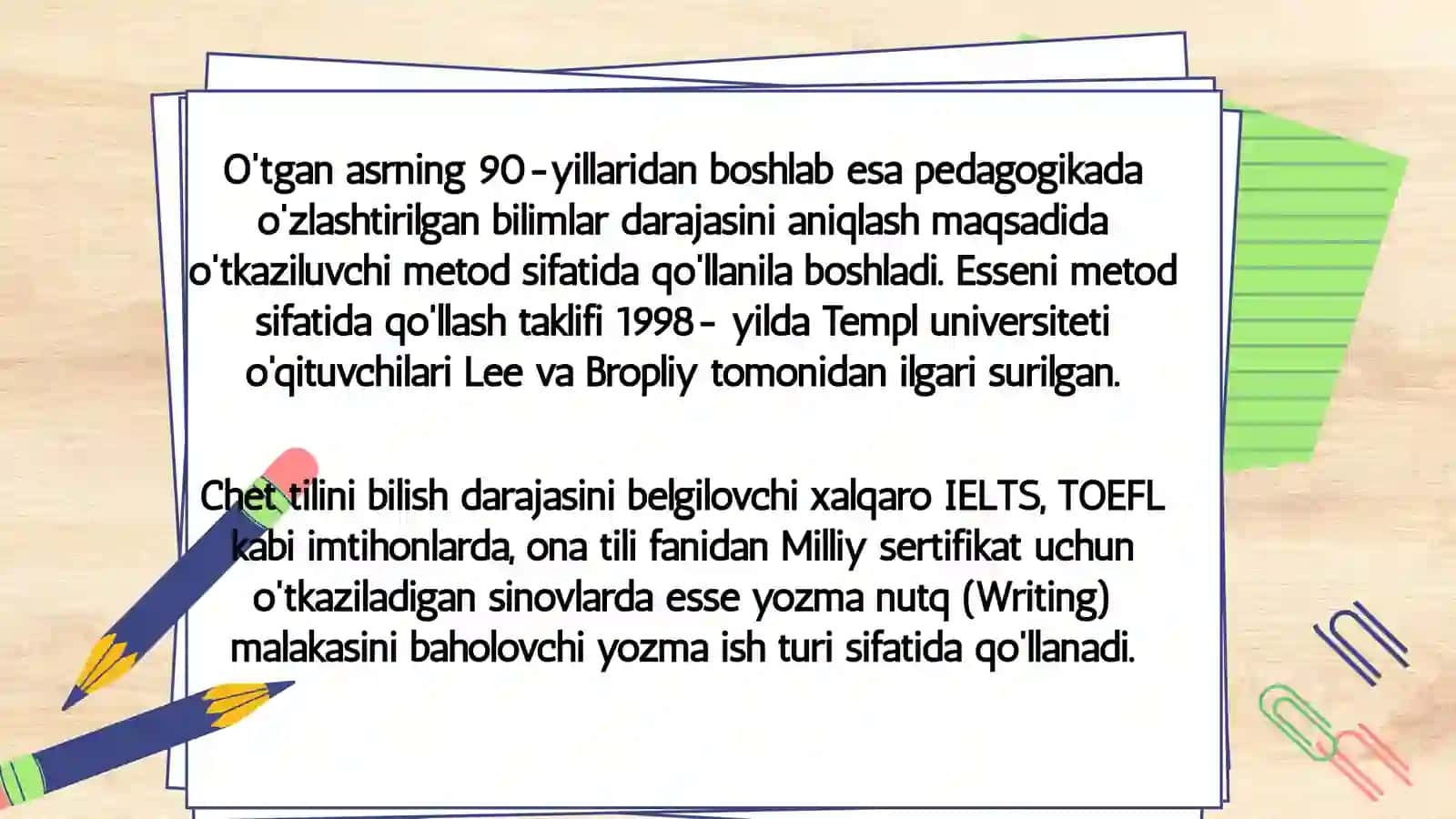 Essey turlarini oʻrgatish usullari 4