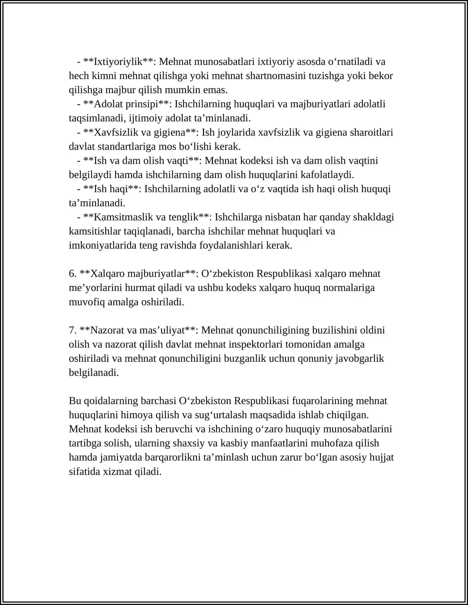 OʻZBEKISTON RESPUBLIKASI MEHNAT KODEKSI 4