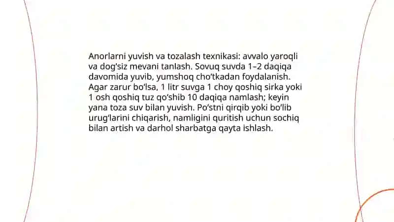 Anorni uy sharoitida sharbatga qayta ishlash va saqlash 4