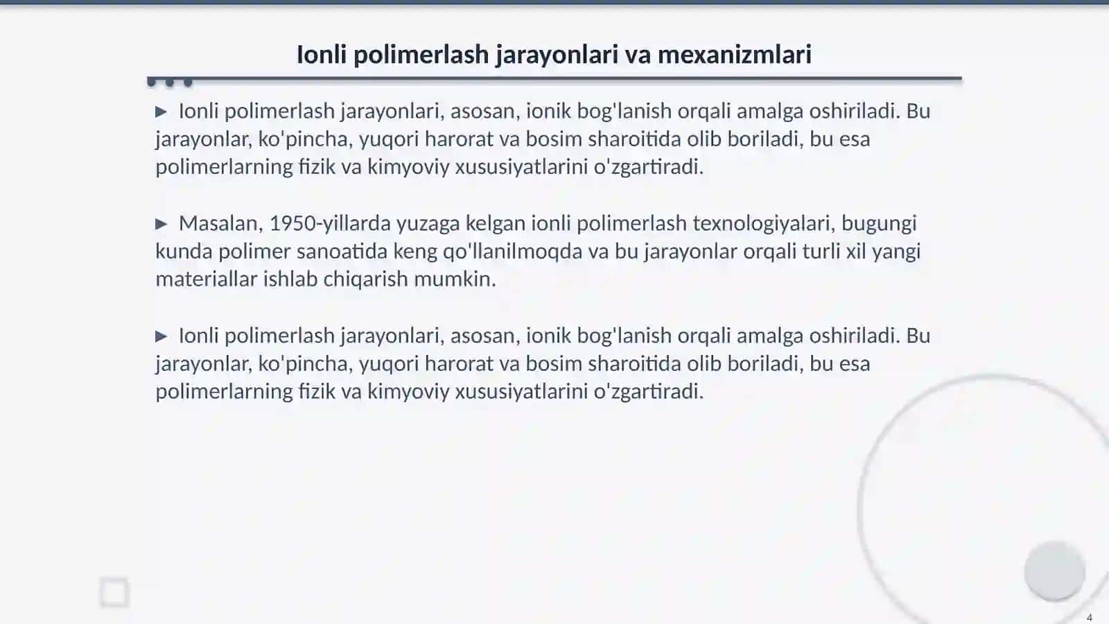 Iоnli pоlimеrlаnish rеаksiyalаri 4