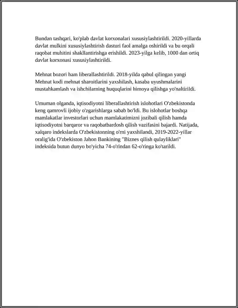Iqtisodiyotni liberallashtirish islohotlari 4