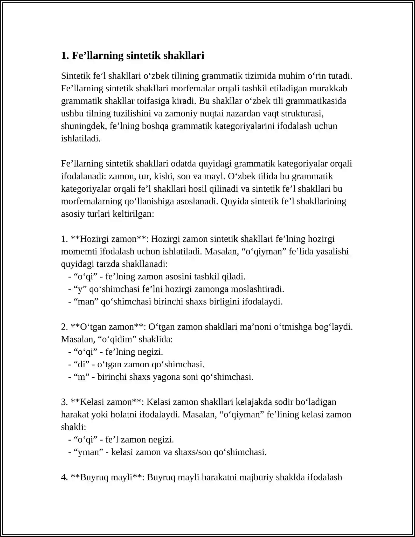 OʻZBEK TILIDA FE'LLARNING ANALITIK VA SINTETIK SHAKLLARI 4