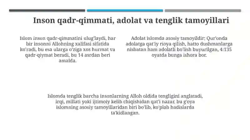 Islomda inson huquq erkinliklarini ta’minlanishing oʻziga xos jihatlari 4