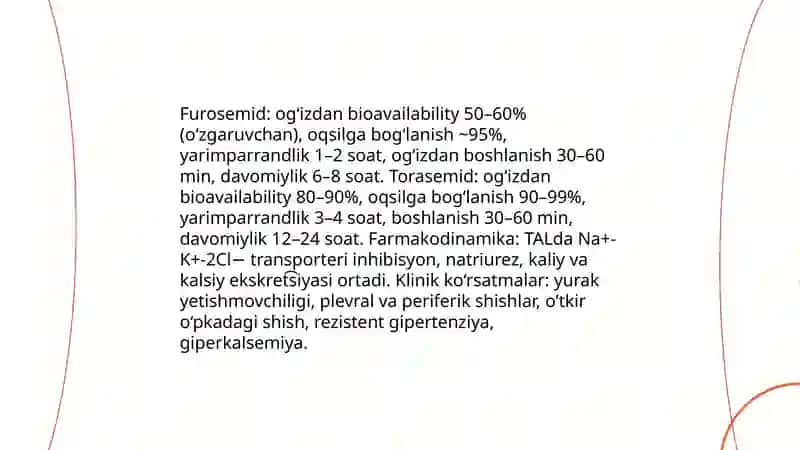 Diuretiklar dori vositalari Kilinik farmakologiyasi 4