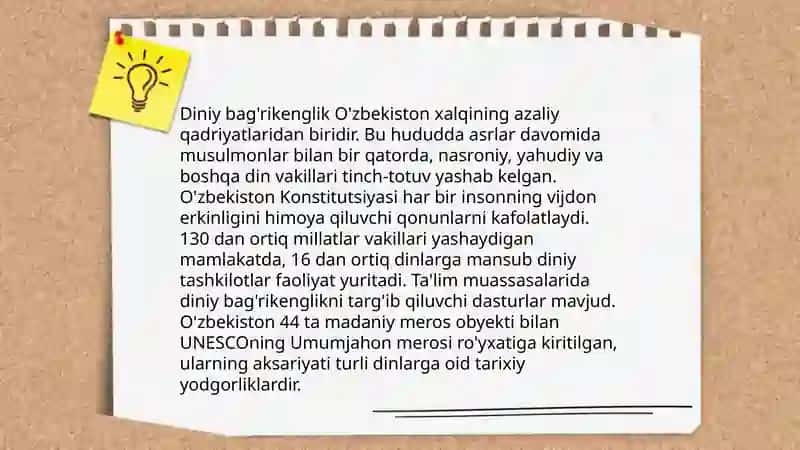 Oʻzbekiston konfessiyalararo munosabatlar 4