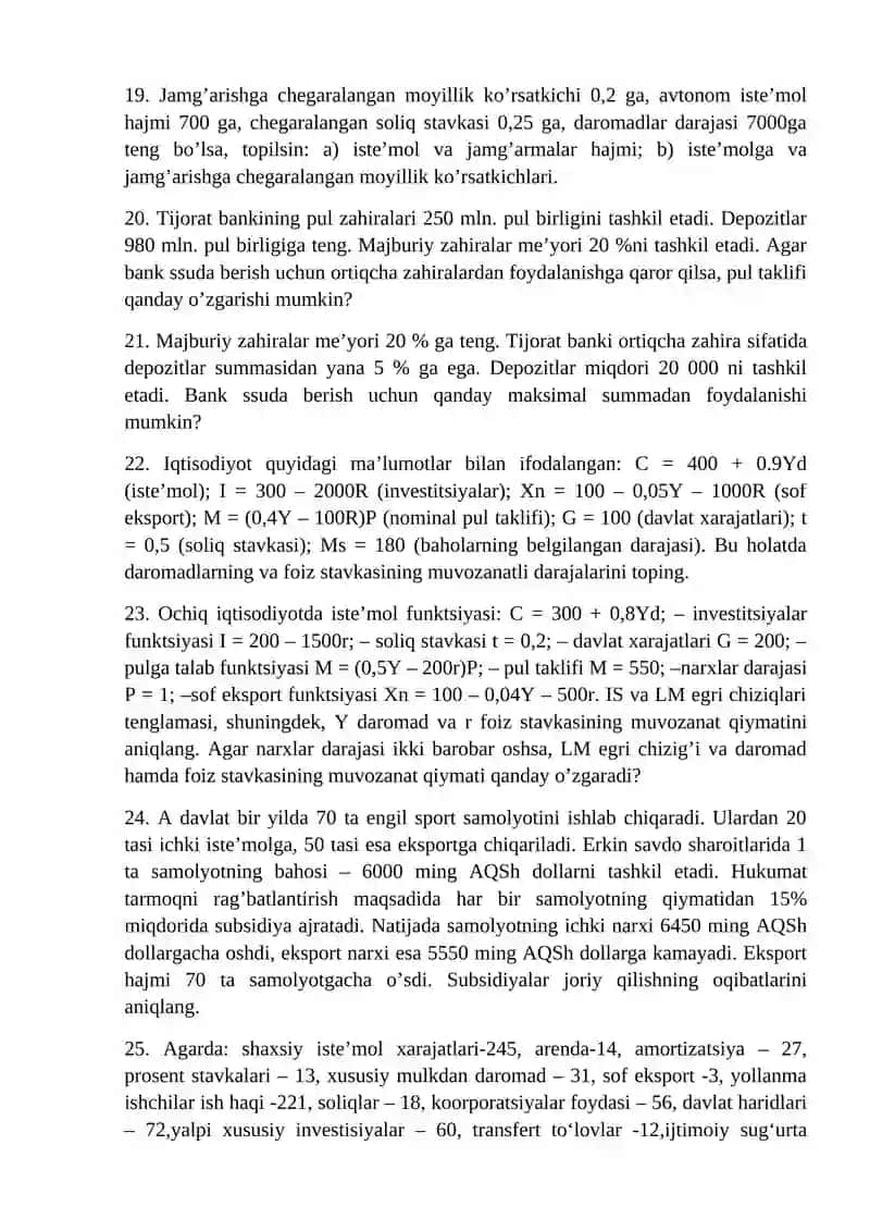 Iqtisodiyot quyidagi ko'rskatichlar bilan yoritilgan 4