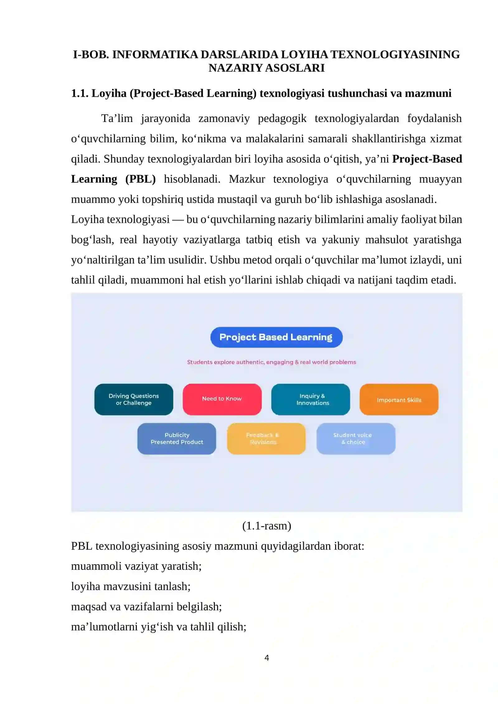 Informatika darslarida loyiha (project-based learning) texnologiyasidan foydalanish metodikasi. 4