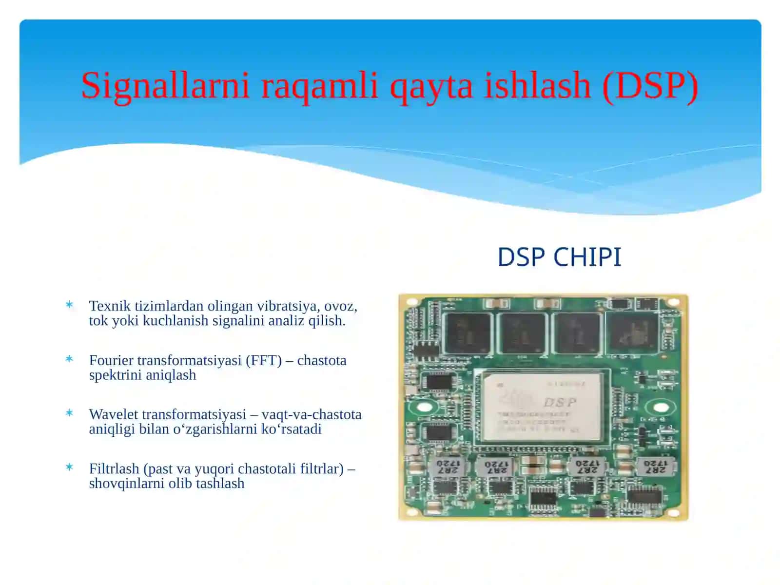 Elektromexanik tizimlarning diagnostikasi va ishonchliligifanidan taqdimoti 4