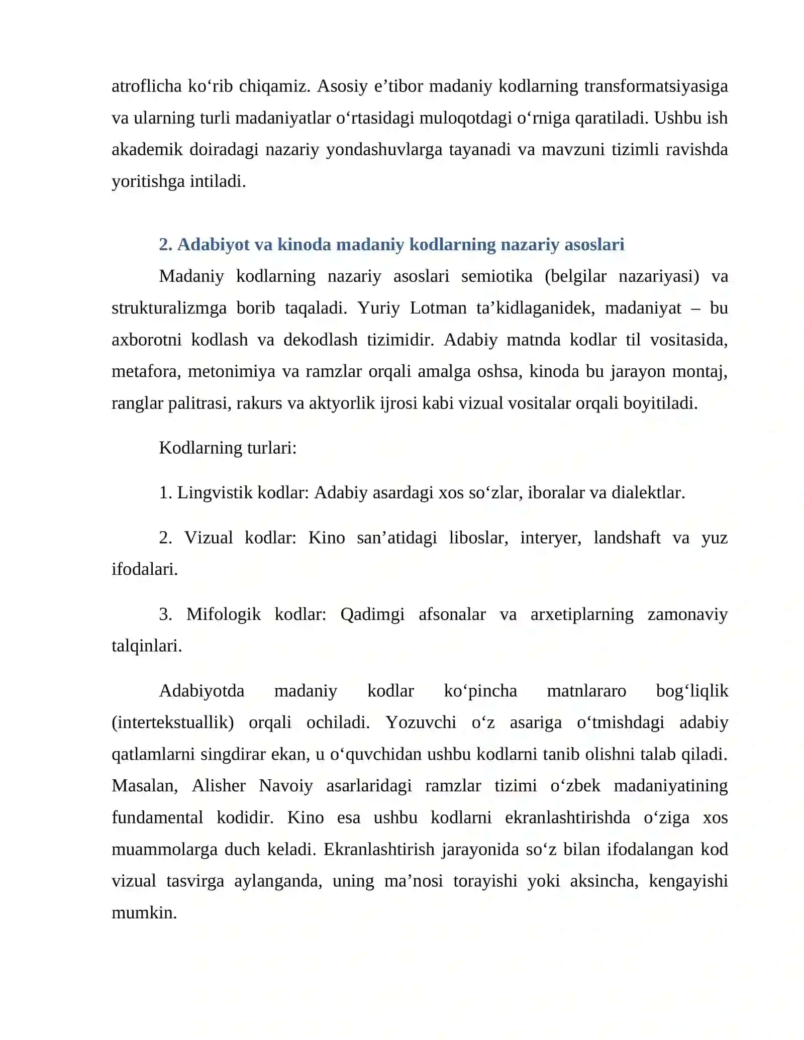 Kino va adabiyotda madaniy kodlar: Intertekstuallik va vizual bayon etish dialektikasi 4