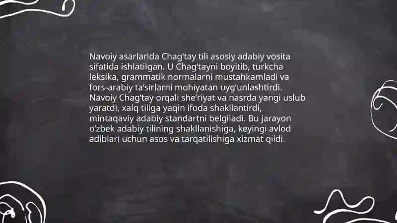 Alisher Navoiy - oʻzbek adabiy tilining asoschisi 4