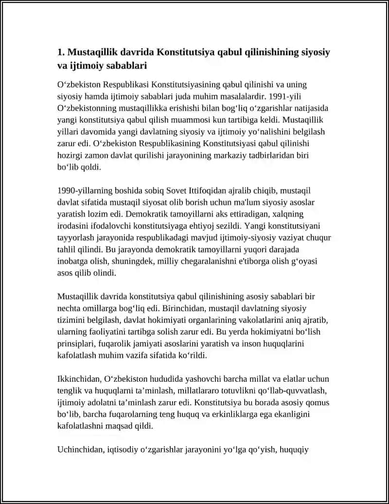 O'ZBEKISTON RESPUBLIKASI KONSTITUTSIYANING QABUL QILINISHI VA UNING TARIXIY AHAMIYATI 4