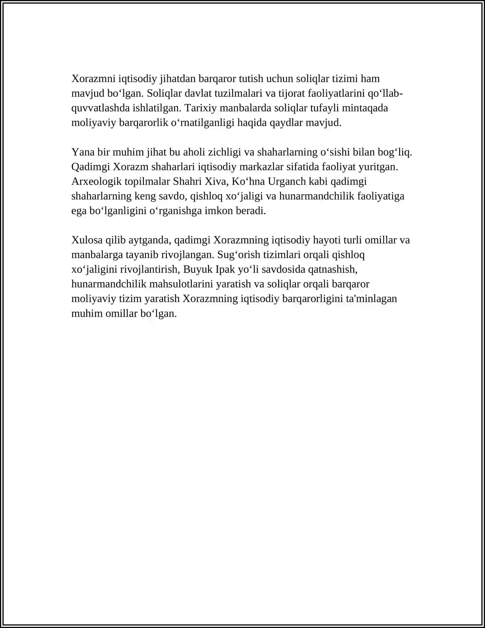 ILK DAVLATLAR: QADIMGI XORAZM, BAQTIRYA, SUĞDIYONA.IJTIMOIY-IQTISODIY MADANIYHAYOT 4