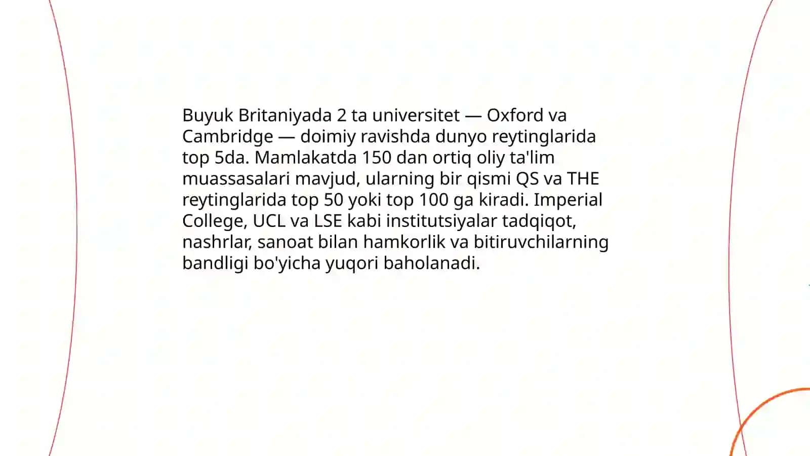 Buyuk Britaniya ta'lim tizimi; ijobiy jihatlari 4