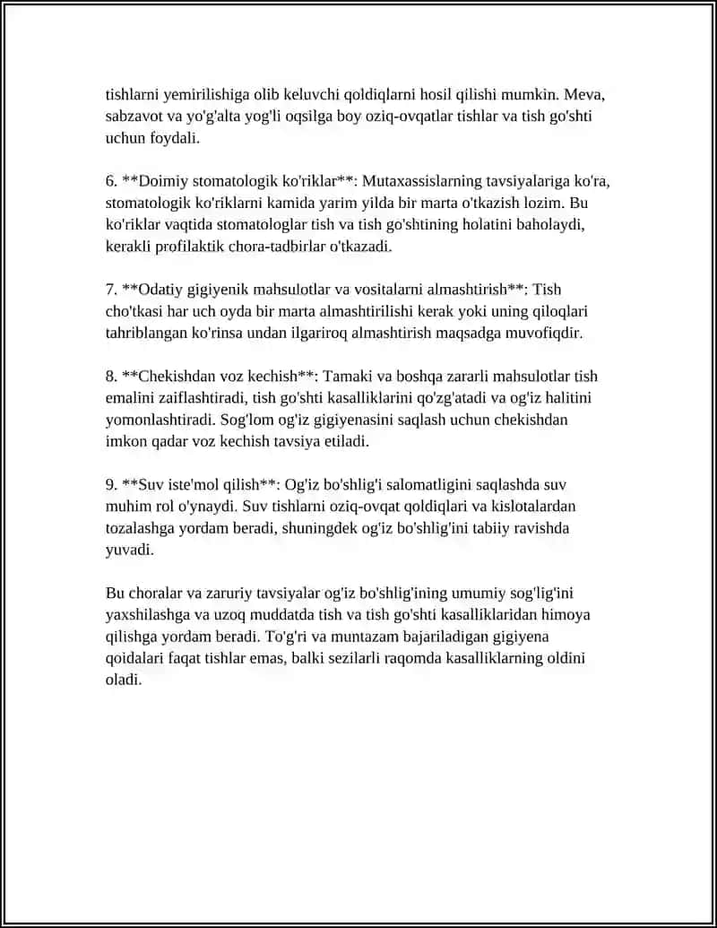 OG’IZ BO’SHLIG’I PRAFILAKTIK KO’RIGINI O’TKAZISH USULLARI 4