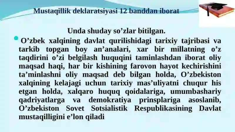 Mustaqil O‘zbekiston Respublikasining tashkil topishi va uning tarixiy ahamiyati 4