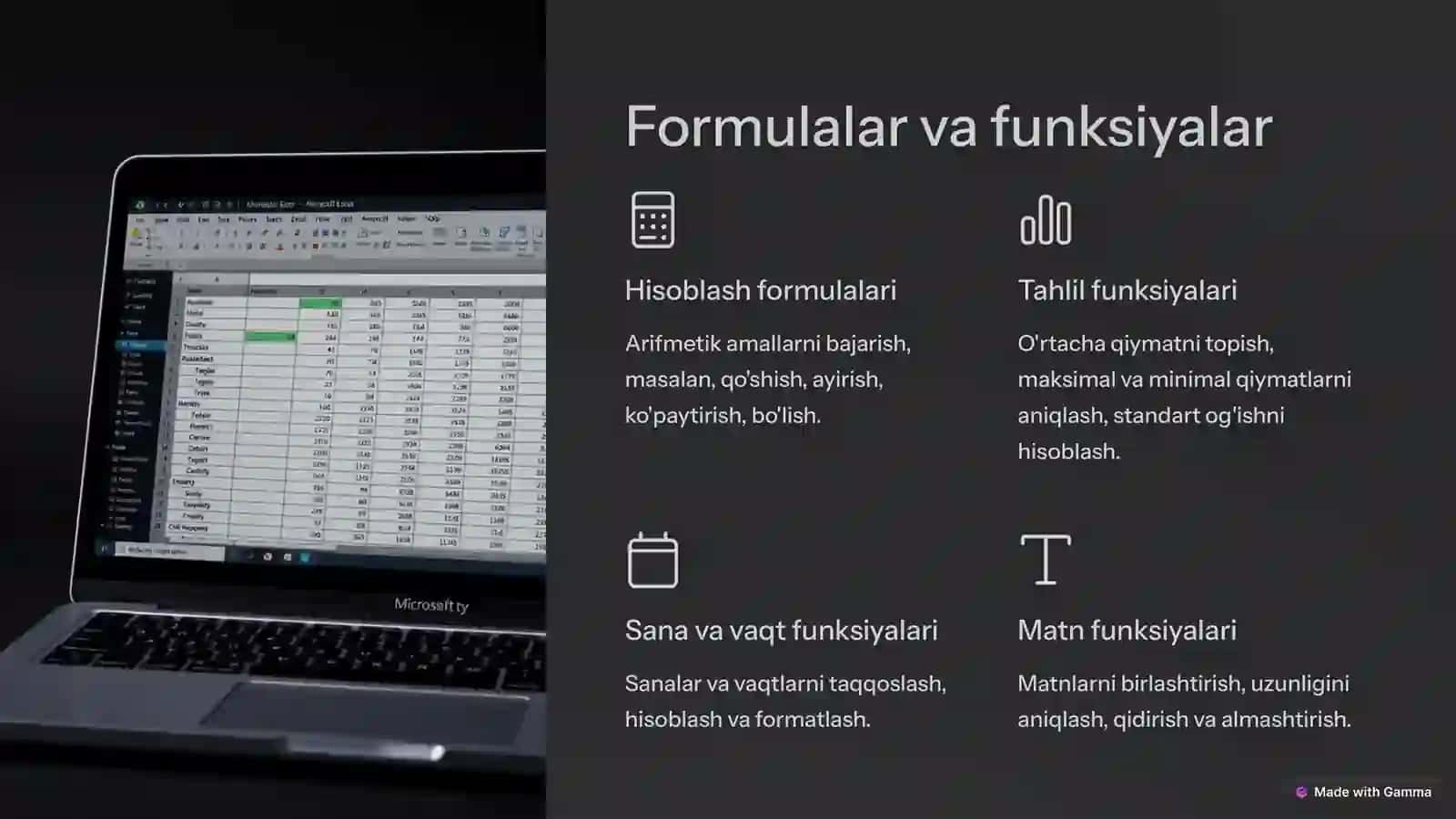Elektron jadvallar bilan ishlash 4