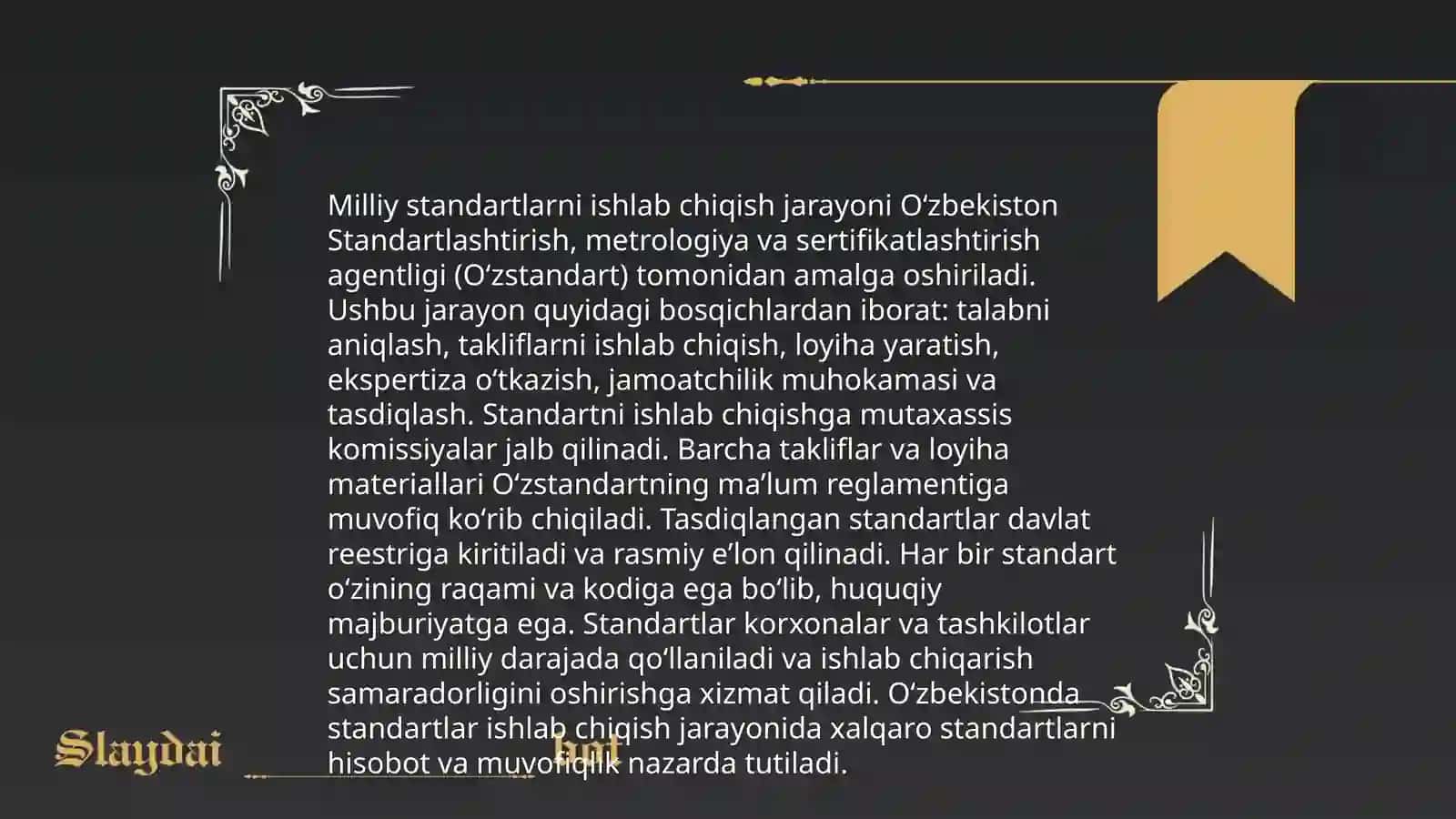 Standartlarni ishlab chiqish tartibi 4