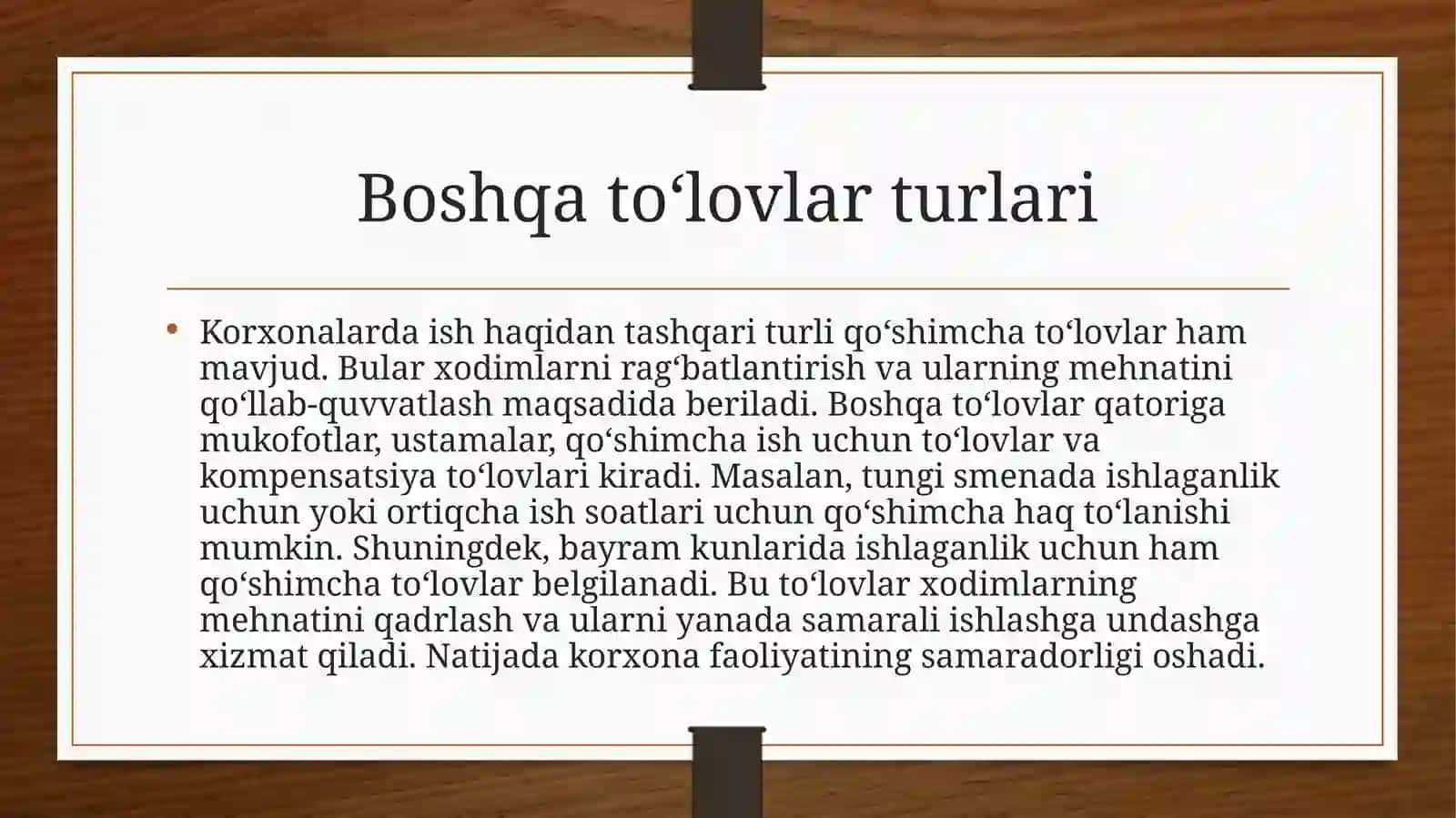 Ish haqi va boshqa to'lovlarini baholash 4