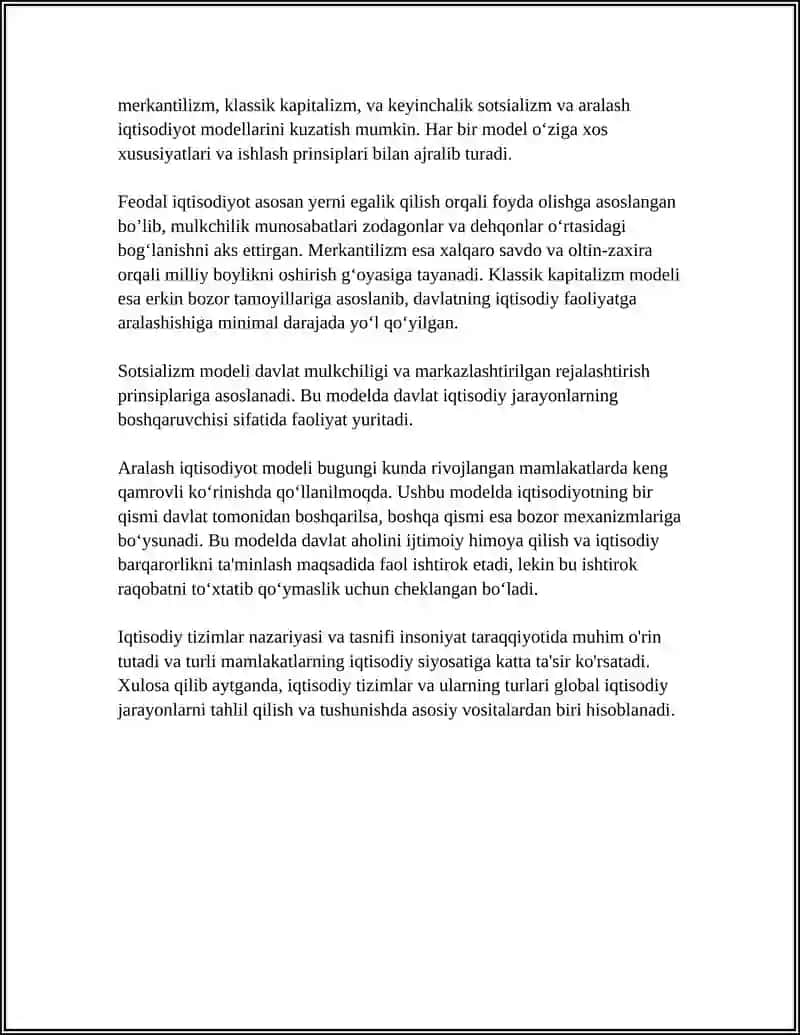 IQTISODIY TIZLIMLAR VA ULARNING TURLI MODELLARI 4