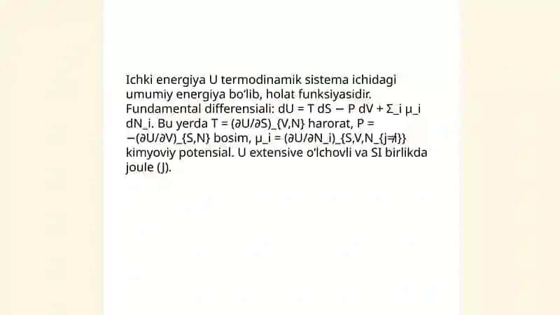 Termodinamik potentsiallar. Gibbs va Gelmgolts energiyalari. Kimyoviy potentsial 4