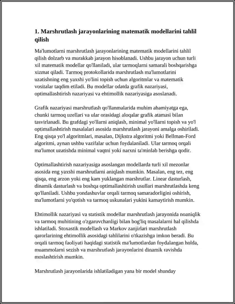 Marshrutlarni Modellash Jarayonlarni Modellari 4