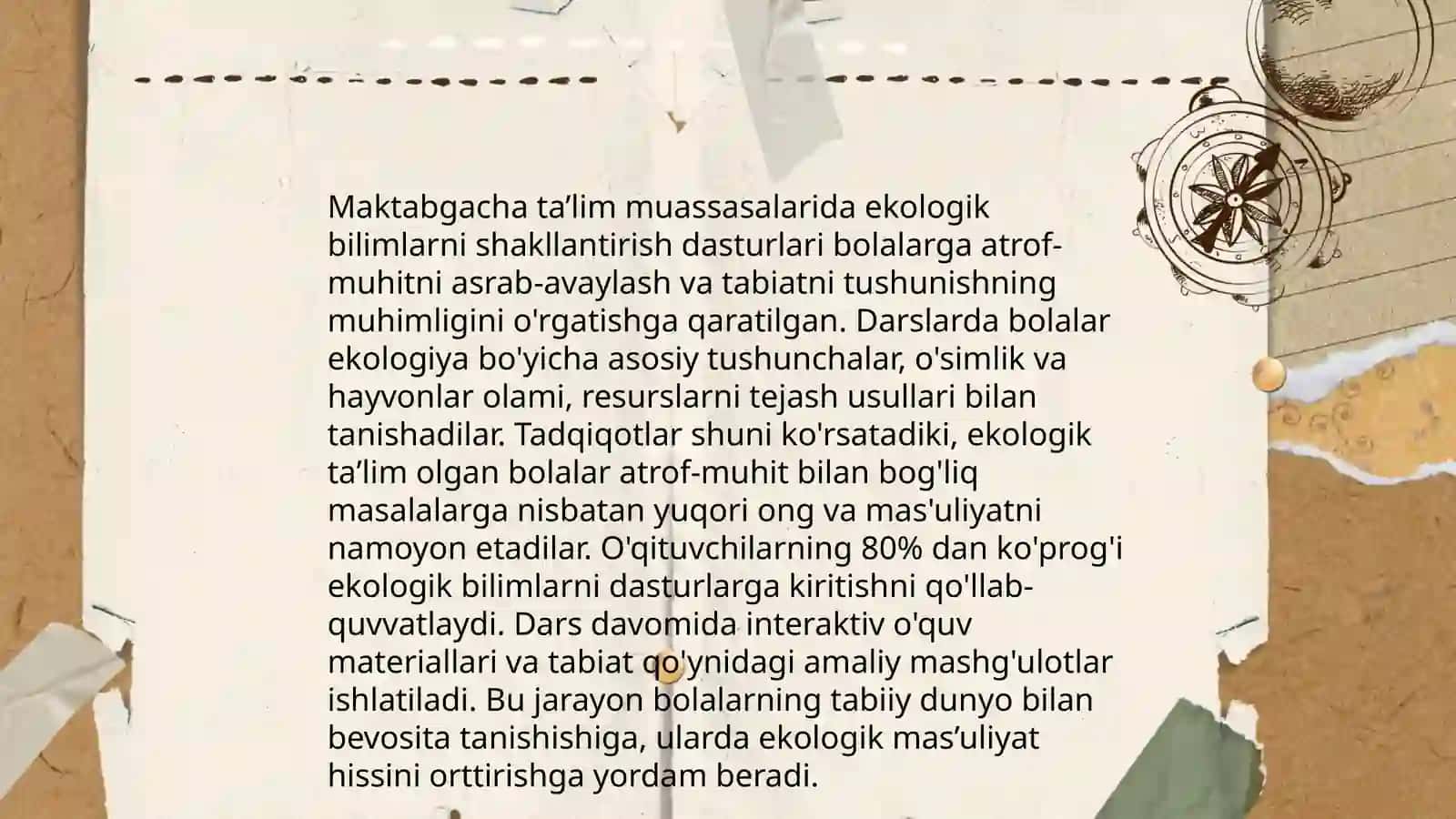 Ekologik tarbiyada maktabgacha taʼlim muassasalarining oʻrni 4