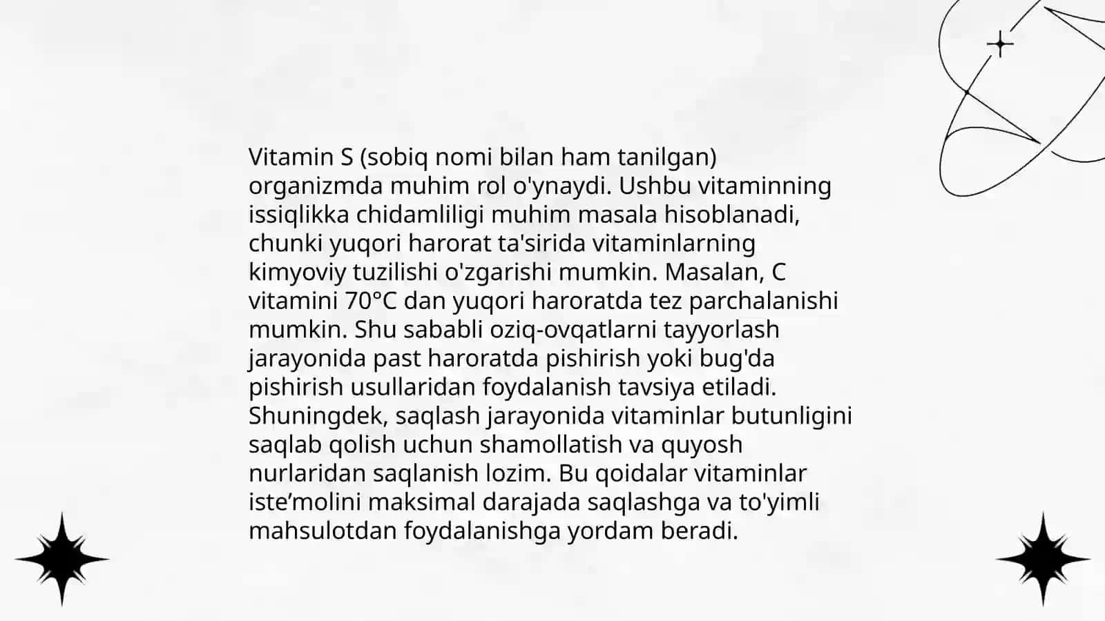 Vitaminlarning qayta ishlash ta'sirida o'zgarishi 4