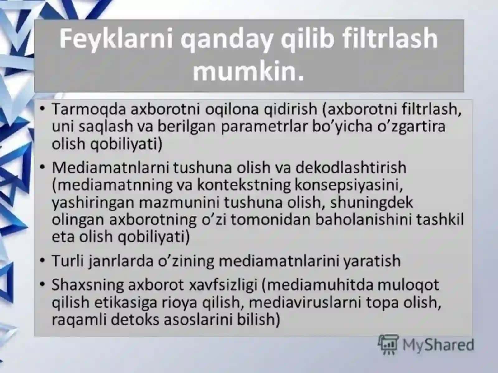 Media savodxonlik va axborot madaniyatining jamiyatdagi órni 4